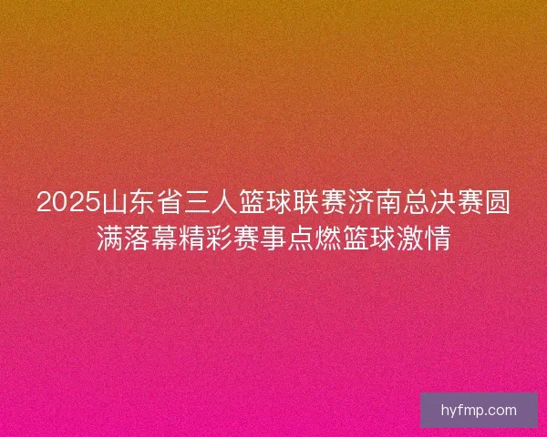 2025山东省三人篮球联赛济南总决赛圆满落幕精彩赛事点燃篮球激情