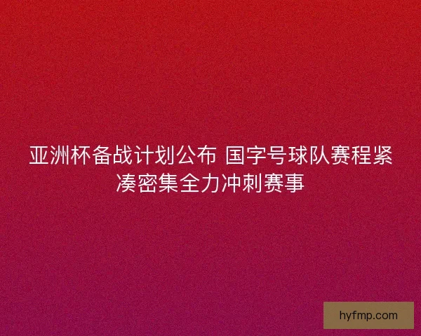 亚洲杯备战计划公布 国字号球队赛程紧凑密集全力冲刺赛事